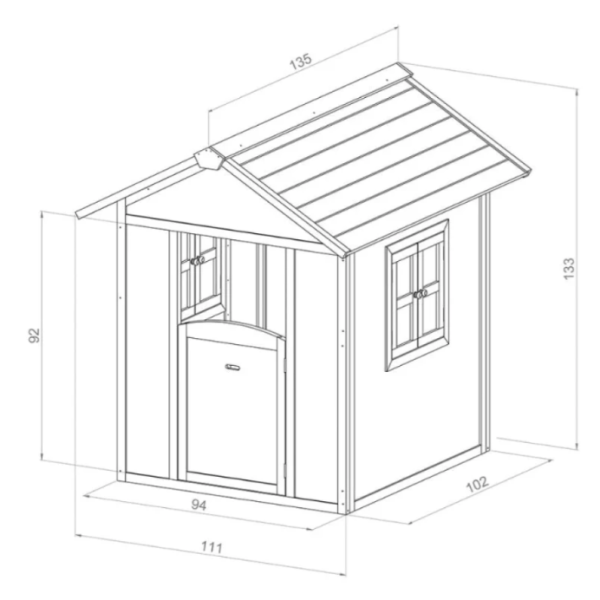 ⁦בית עץ לילדים בסגנון כפרי 133X102X94 סמ⁩ – תמונה ⁦3⁩