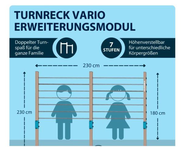 ⁦בר התעמלות כפול מתקן מתח כפול לחצר HUDORA גרמניה⁩ – תמונה ⁦2⁩