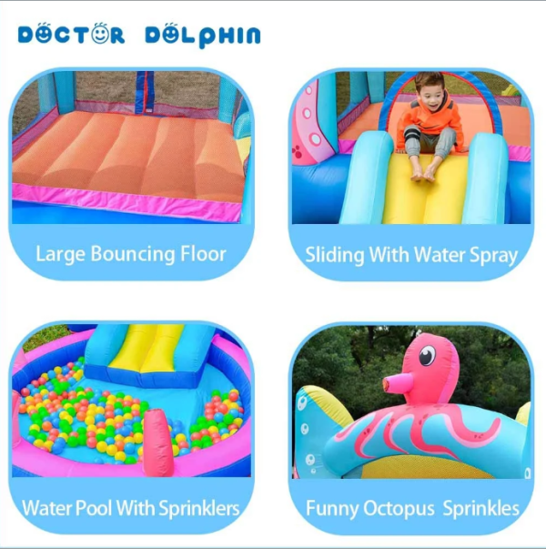 ⁦מתנפח מים עם מגלשה תמנון  מבית Doctor Dolphin⁩ – תמונה ⁦7⁩