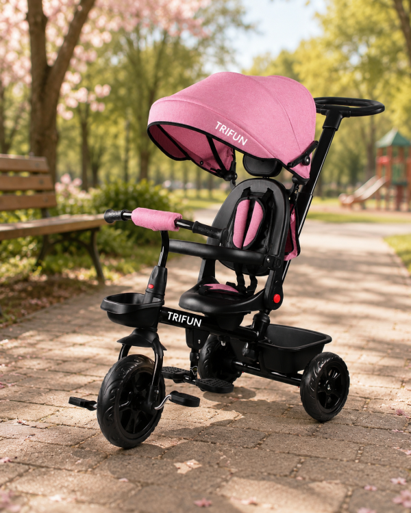 ⁦תלת אופן עם מושב דו-כיווני בצבע ורוד 3 ב-1  מבית TRIFUN⁩ – תמונה ⁦3⁩