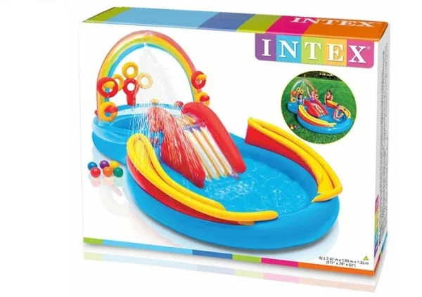 ⁦בריכה מתנפחת לילדים קשת בענן 297X193X135 סמ  מבית INTEX⁩ – תמונה ⁦8⁩