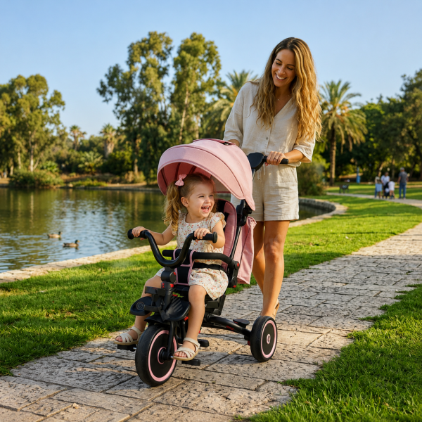 ⁦תלת אופן ורוד מסתובב מתקפל STEP 1 GO⁩ – תמונה ⁦3⁩
