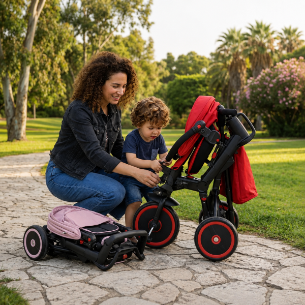 ⁦תלת אופן ורוד מסתובב מתקפל STEP 1 GO⁩ – תמונה ⁦4⁩