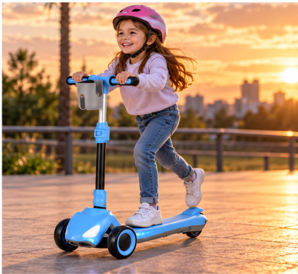 ⁦קורקינט ממונע 3 גלגלים כחול BENO GO⁩ – תמונה ⁦3⁩