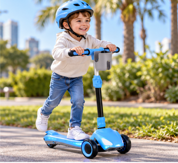 ⁦קורקינט ממונע 3 גלגלים כחול BENO GO⁩ – תמונה ⁦5⁩